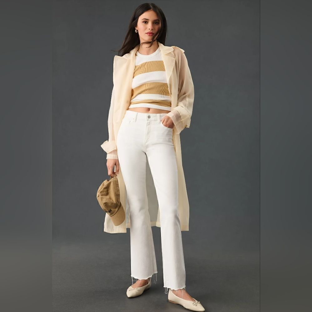 Paige Claudine High-Rise Crop Flare Jeans In White Size 26 P NWT
